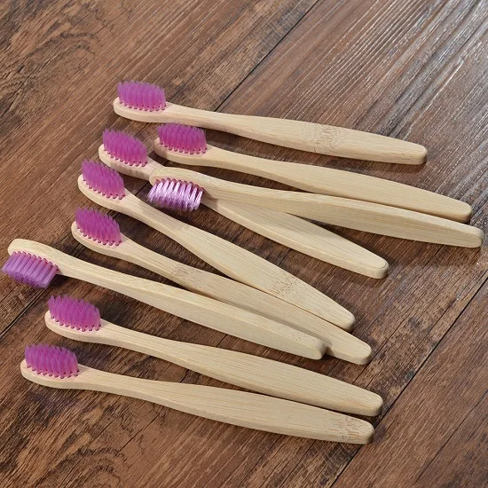 10PC Kids Purple Детская бамбуковая зубная щетка, 10 шт., детская мягкая эко биоразлагаемая зубная щетка без пластика, es, уход за полостью рта, Бамбуковая зубная щетка с эко ручкой - Цвет: 10PC Kids Purple