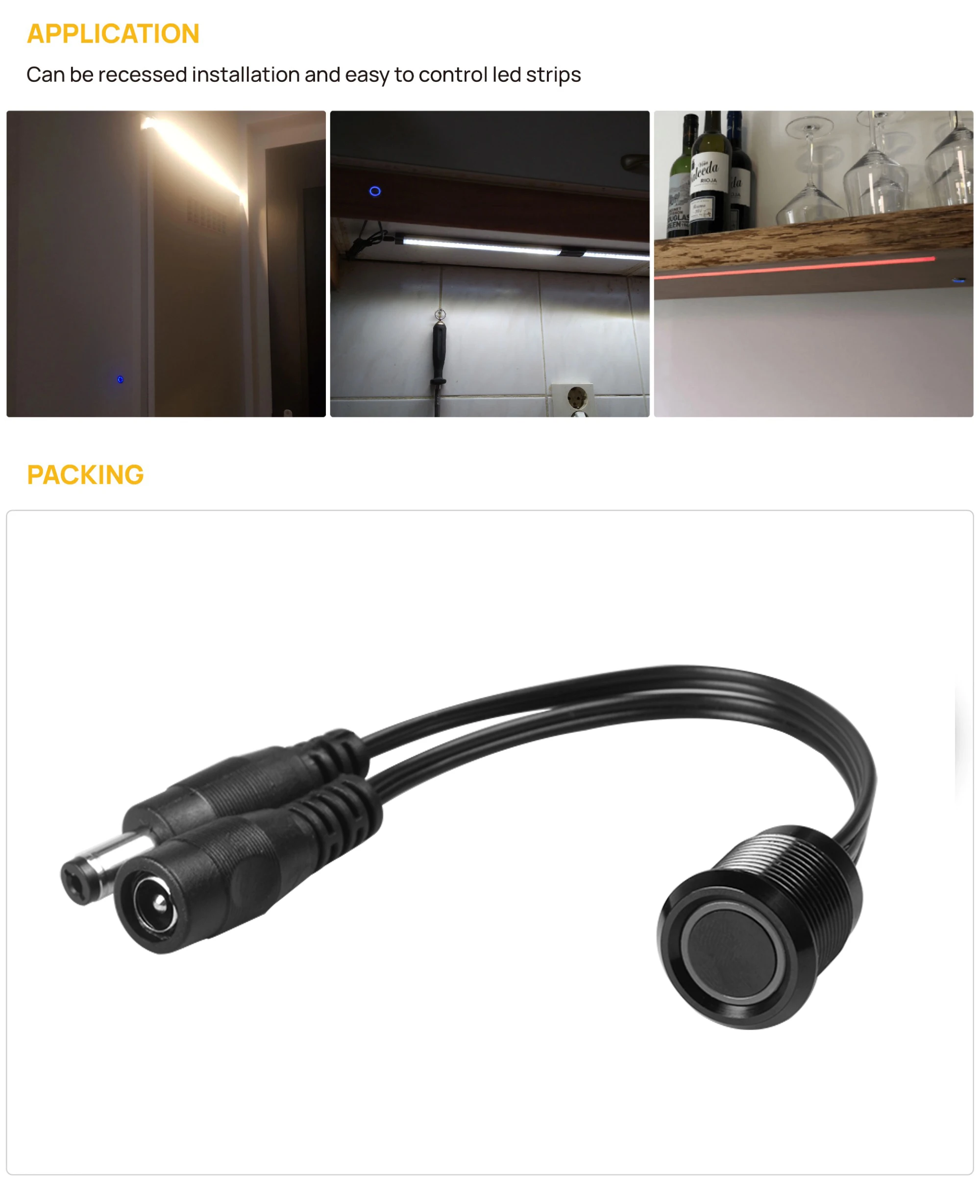 Черный светодиодный сенсорный переключатель с регулируемой яркостью яркость