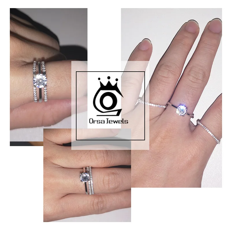 ORSA JEWELS, настоящее 925 пробы, серебряные женские обручальные кольца, кубический цирконий, Женское кольцо, Трендовое, подарок на день Святого Валентина, ювелирные изделия SR134