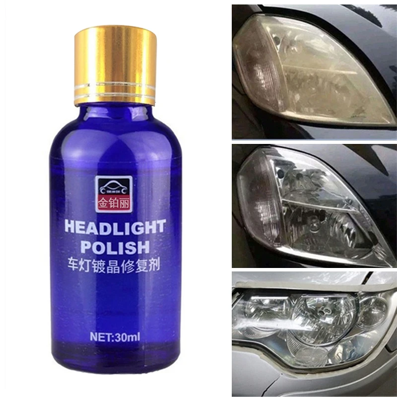 

30ML Car Headlight Headlamp Cleaning Repair Restoration Plastic Polish Restorer Kit Renovation Repair Fluid With Sponge