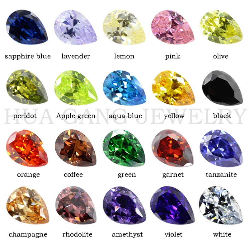 

Cubic Zirconia Stone Multicolor Pear Shape Brilliant Cut Loose CZ Stones Synthetic Gems Beads For Jewelry 2x3~13x18mm AAAAA