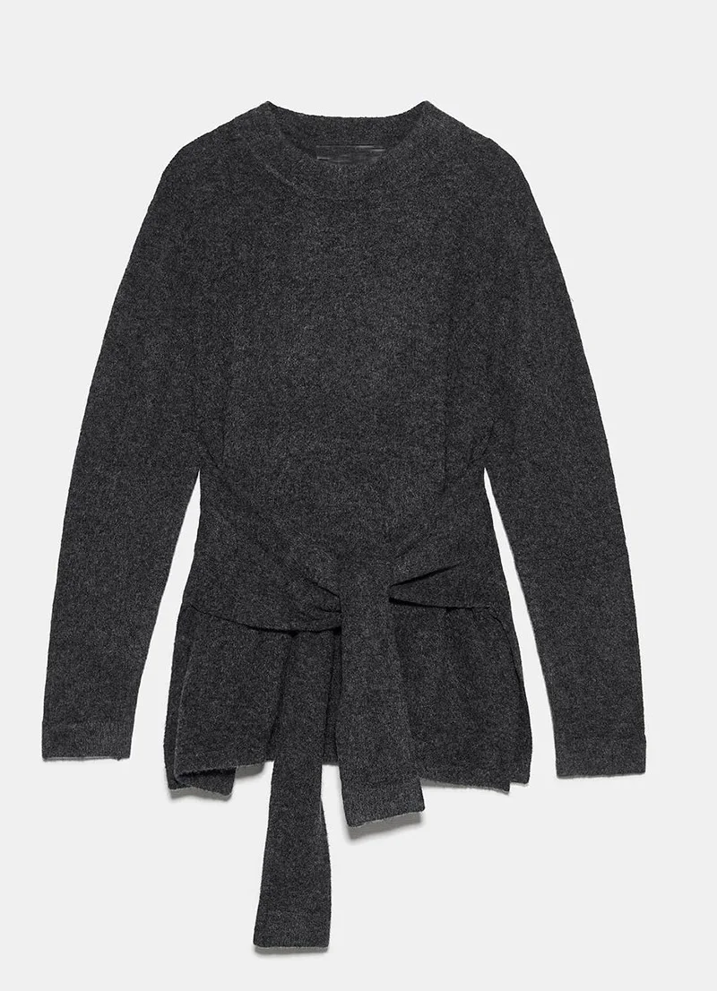 ZA Осень Зима Новый женский свитер Интеллектуальный простой дизайн чувство