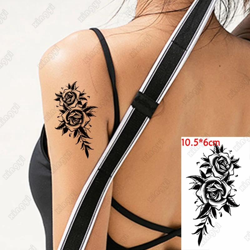 

Waterproof Temporary Tattoo Sticker Old School Diablo Rose Flowers Girls Arm Wrist Water Transfer Fake Tatto Body Art Women Men