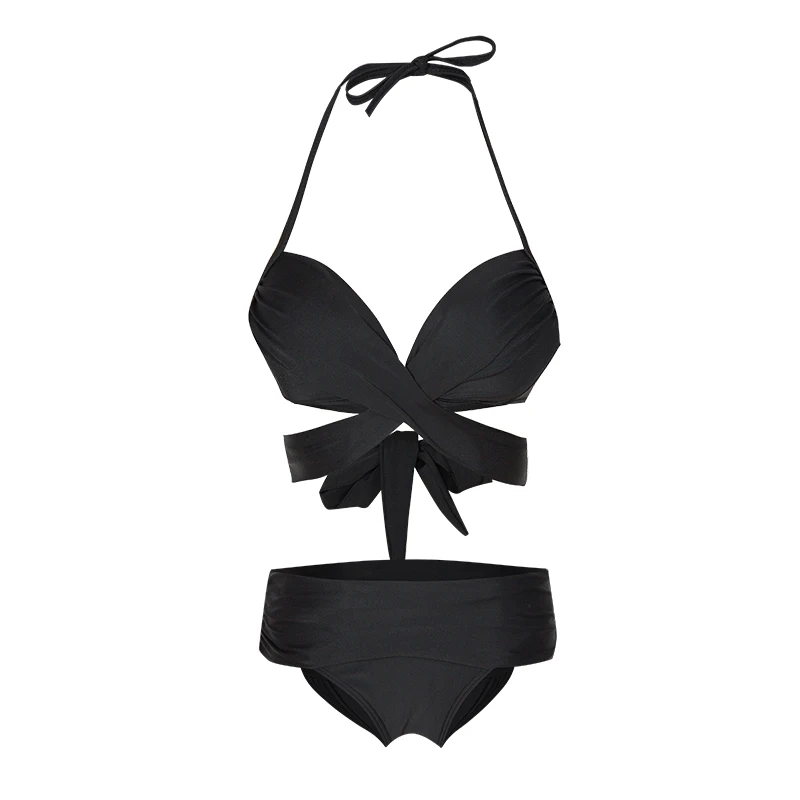 

Bikini Sexy Three-Point Split Swimsuit for Women Gathering Small Chest Steel Bracket High Waist Covering Belly Thin