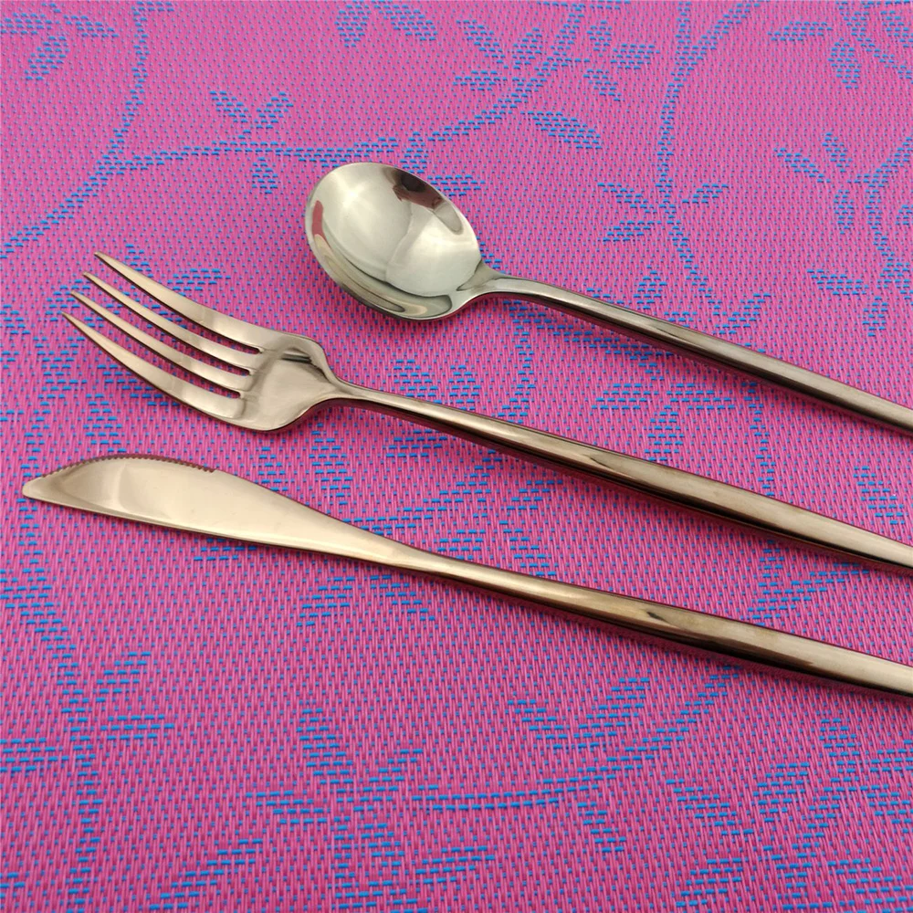 Кухонная утварь набор столовых приборов блестящее золото посуды 18/10 Нержавеющая