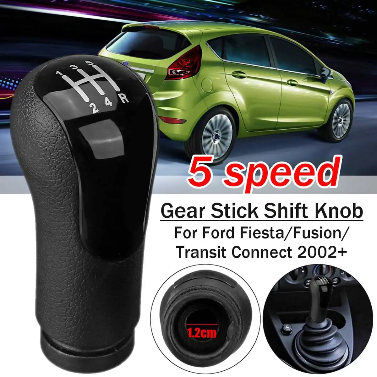 black Ручка переключения рулевого механизма автомобиля для Ford для Fiesta/Fusion Transit подключения 2002-On переключения передач POMO переключения передач Рычажная ручка головка - Название цвета: black
