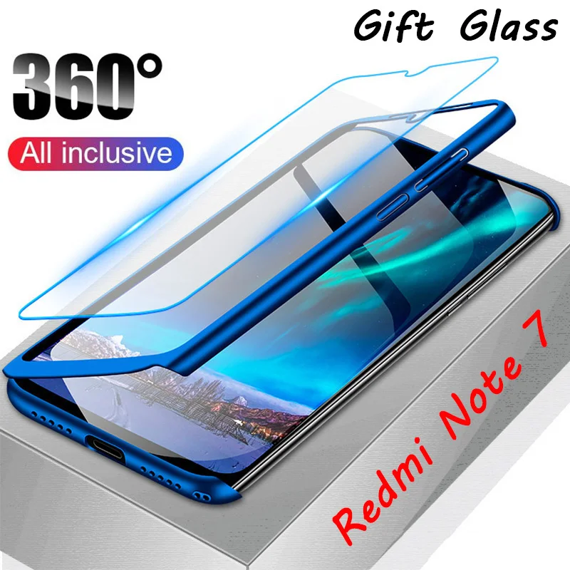 360 чехол с полным покрытием для Redmi Note 7 6 Pro 5 Plus, простой чехол из поликарбоната с закаленным стеклом для Xiaomi Redmi 6A 5A 4X 4A S2 3S 4 Prime