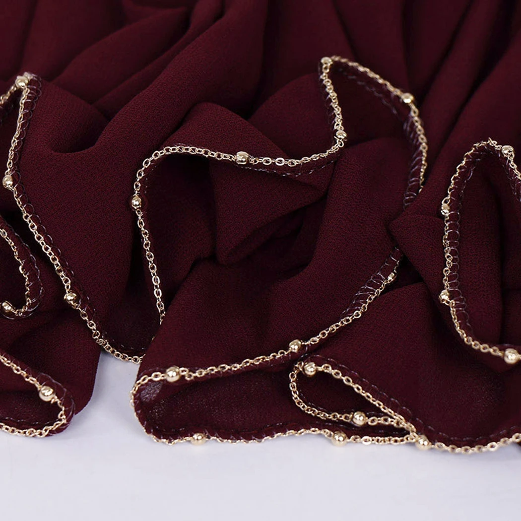 Летний мусульманский шифоновый хиджаб шарф 70*180 см позолоченный подбородок