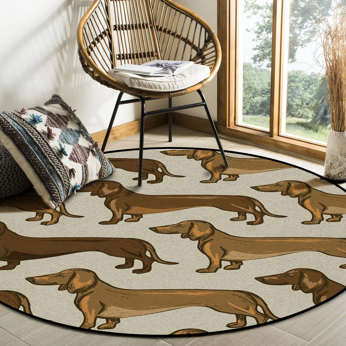 Такса собака милый питомец круглые ковры Alfombra гостиная Детская площадь ковер