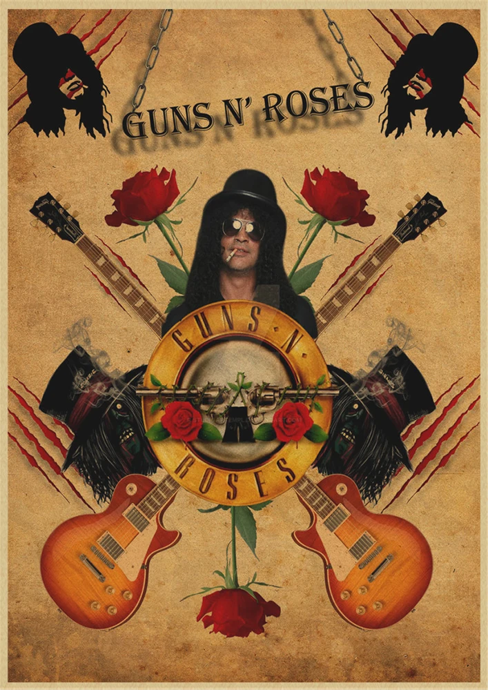 Крафт-бумага The Guns N' Roses Gnr плакат ретро рокеры декоративная живопись плакаты