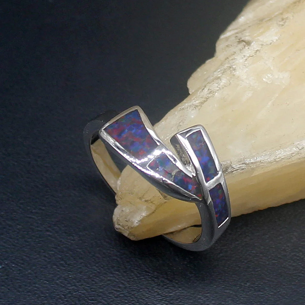 

Gemstonefactory Jewelry Big Promotion Single Unique 925 Silver Attractive Opal Women Gifts Band Rings 8.5# 20214477