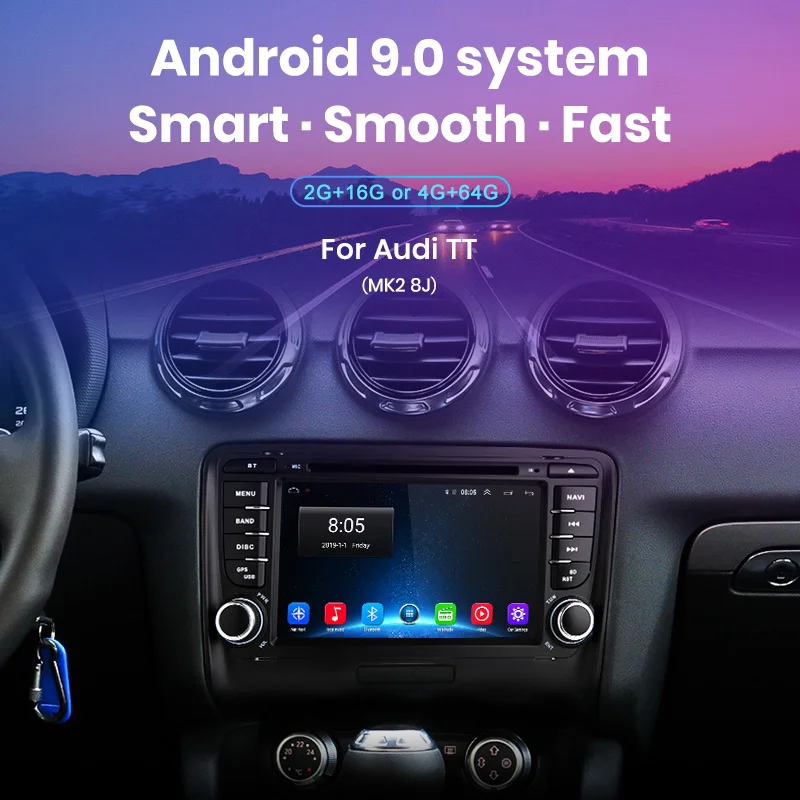 Junsun 4G+ 64G 2 DIN автомобильный DVD помощи при парковке gps для Audi TT MK2 8J 2006 2007 2008 2009 2010 2011 2012 автомобильный мультимедийный плеер радио