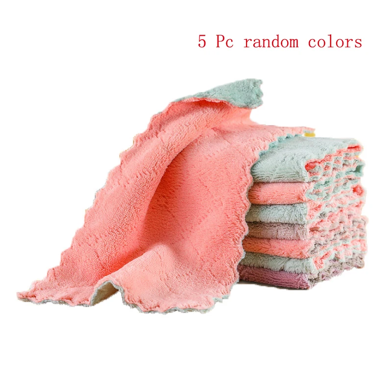 

Thickened scouring pad kitchen car double-layer absorbent rag non-stick oil dish cloth tableware kitchen wipes microfiber towel