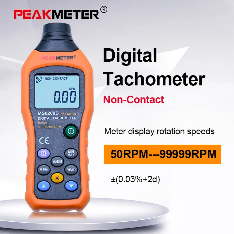 Цифровой Бесконтактный тахометр PEAKMETER PM6208B измеритель оборотов в минуту