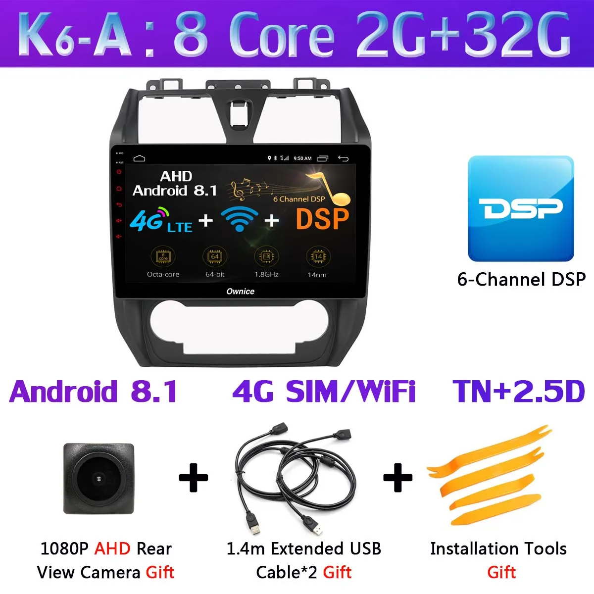 K6-A Ownice 10," K1 K3 K5 K6 автомобильный dvd-плеер для Geely Emgrand EC7 EC715 EC7-RV EC718 2012- радио gps CarPlay DSP 360 ° панорамный - Цвет: K6-A