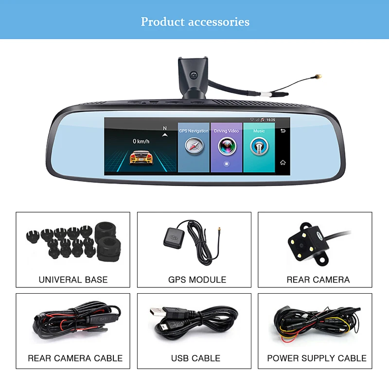 Автомобильный видеорегистратор 4G Android Smart Mirror Dash Camera заднего вида 8 &quot1080P GPS