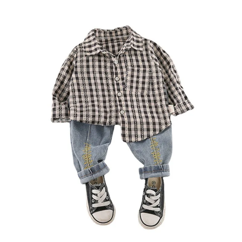 

Kids Toddler Clothing Spring Autumn Children Fashion Clothes Baby Boys Girls Plaid Shirt Pants 2Pcs/sets Infant Cotton Tracksuit