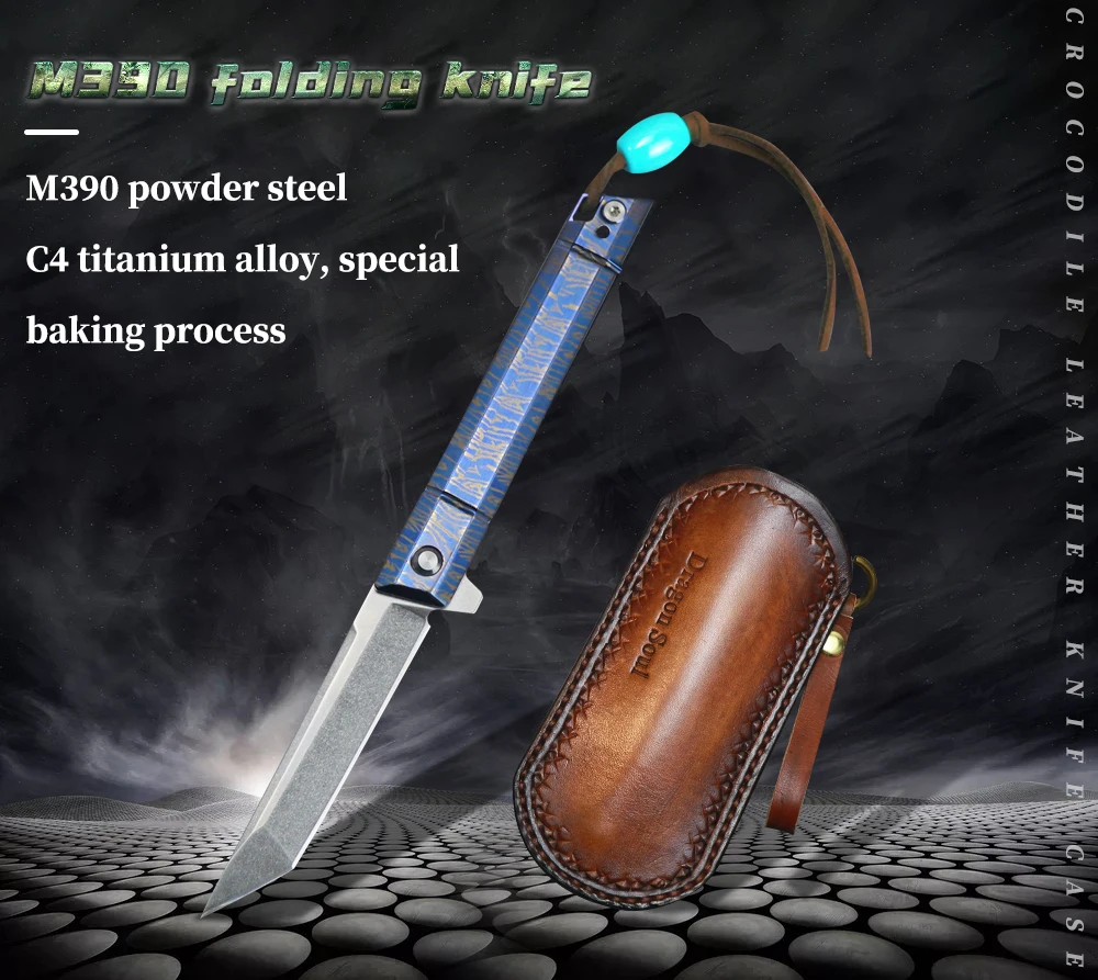 

Стальной складной нож M390, титановый сплав TC4, ручка, карманный нож для выживания на природе, портативный тактический складной Клинок для пов...