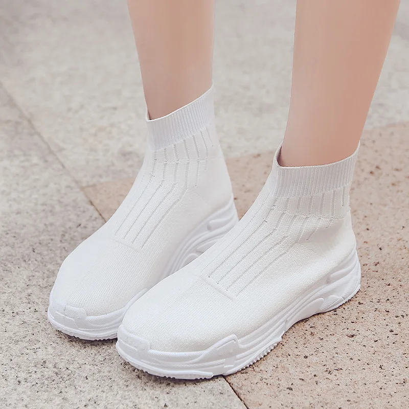 Женская обувь без шнуровки на платформе Повседневные кроссовки с высоким берцем