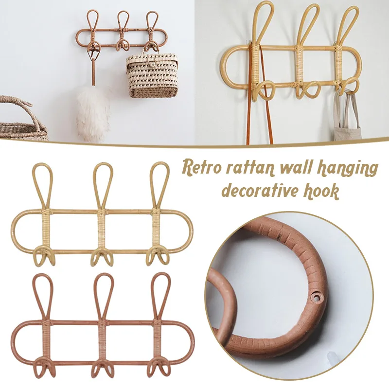 

Hot Garment Wall Hooks Hat and Clothes Organizer Hanger Rattan Hanger Rack Great as Kids Room Decoration D6