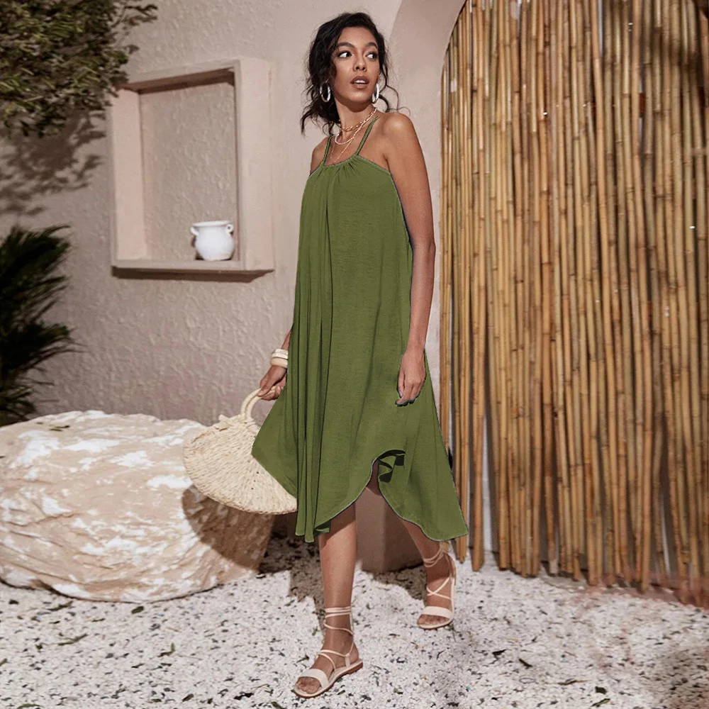 

DaDa Bandage Dresses Solid-colored Casual Irregular Hem Mid-length Dress