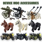 Конструктор Военный MOC WW2, автомобиль, мотоцикл, автомобиль, армейское оружие, аксессуары для фигурок, полиция, собака, лошадь, креативные игрушки