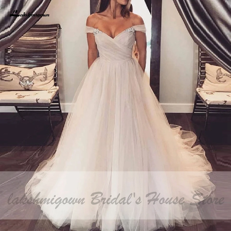Розовое свадебное платье принцессы с открытыми плечами шикарное Robe de Mariee 2020