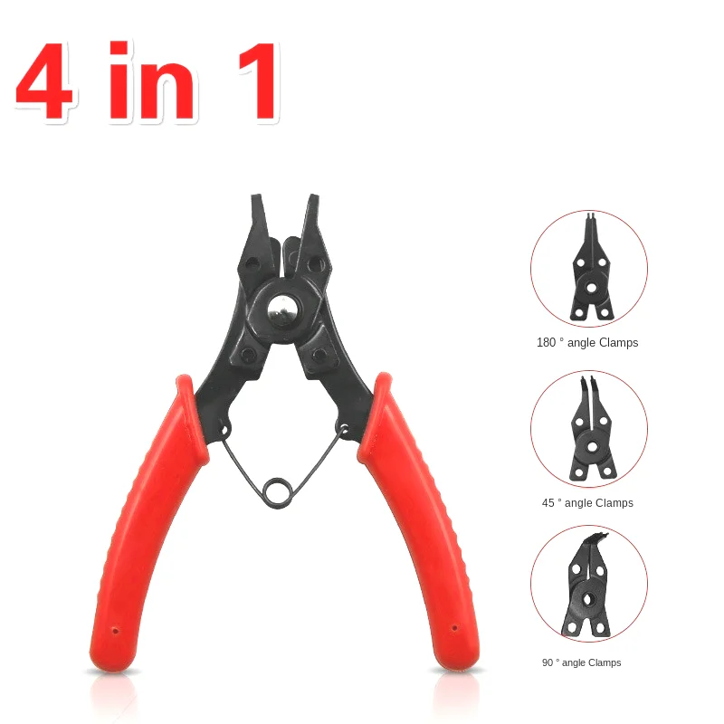 

Quality 4 in 1 Multi Crimp Snap Ring Pliers Multifunction Pliers Tool Internal External Ring Remover Retaining Circlip Plier