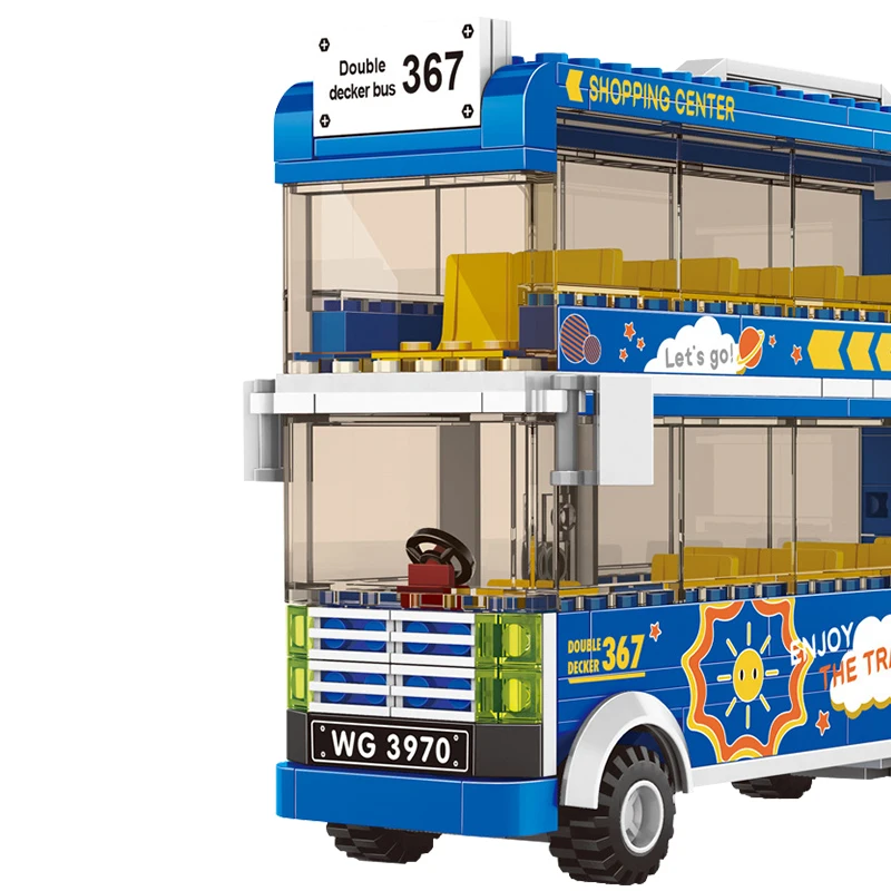 

City Classic Bus Building Block sets double decker Sightseeing vehicel model assembly Bricks Educational Toys for Children Gift