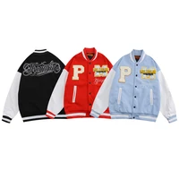 2021newtrendy letter embroidered baseball jacket mens ins european and american style loose stand collar pilot jacket