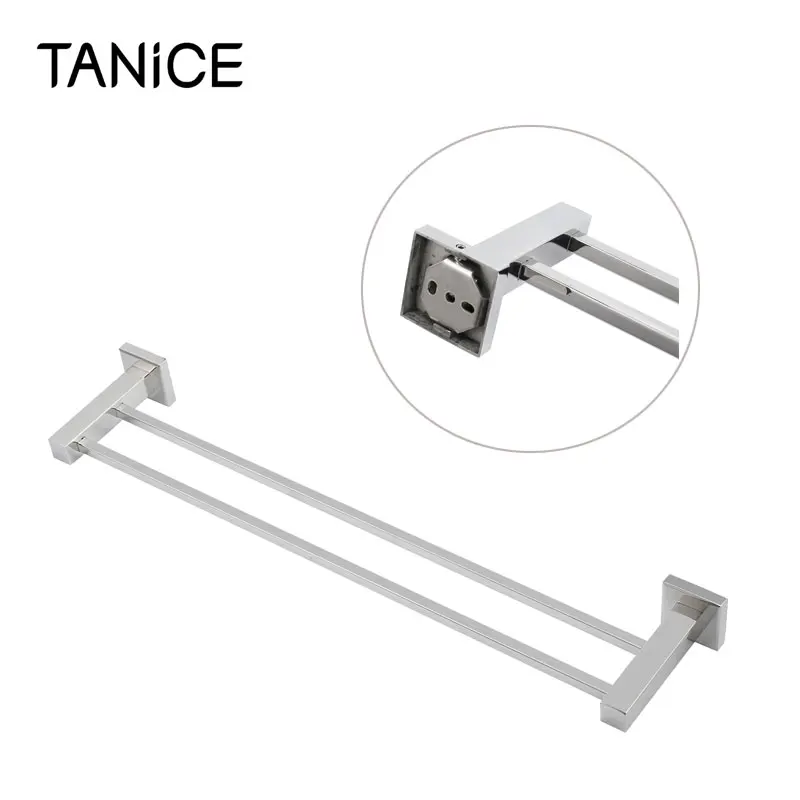 TANiCE Нержавеющая сталь двойной полотенцесушитель для ванной комнаты квадратный 2