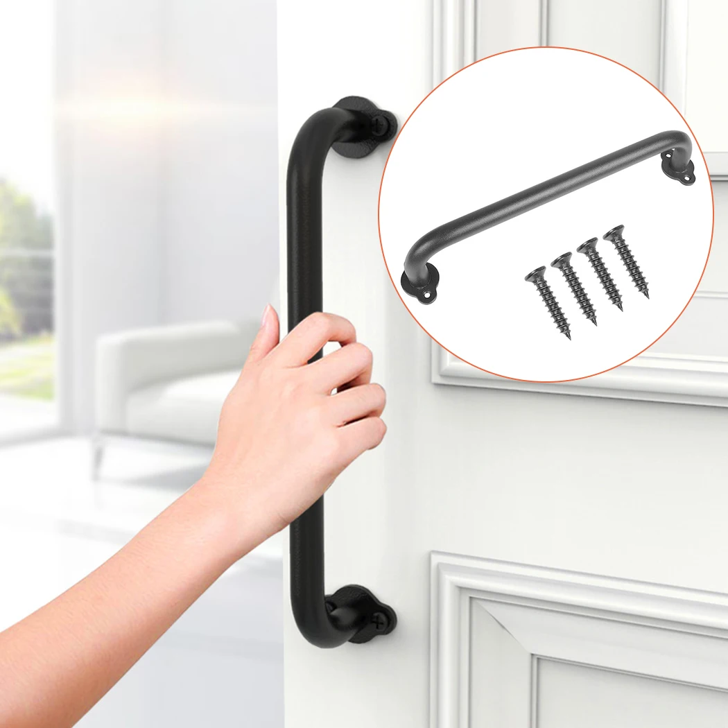 

Gate Handle Hardware Set Iron Black Attachment Cast iron Garden Barn Door Flush