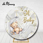 Золотистый блестящий Мраморный медведь InMemory, Круглый фон для фотосъемки с надписью Oh Baby Shower новорожденные дети, первый день рождения, Круглый фон