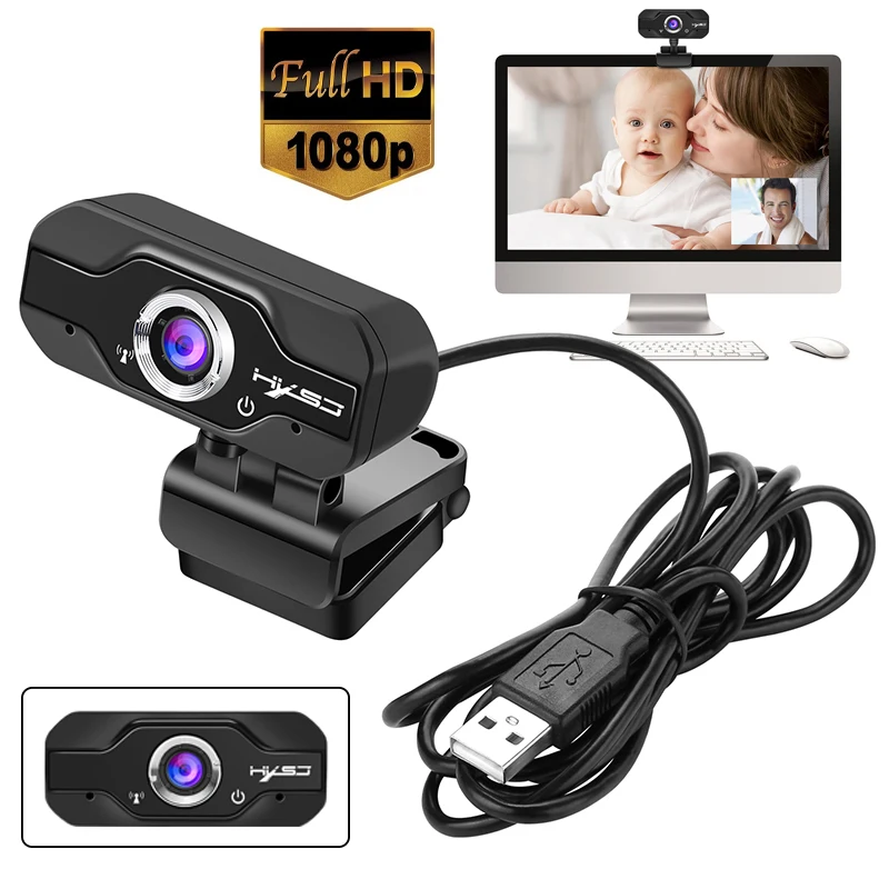 Веб-камера 1080P HD с микрофоном КМОП-датчиком и пятиуровневым стеклянным
