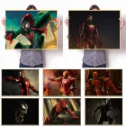 Винтажная Наклейка на стену из крафт-бумаги с героями мультфильмов Marvel, Мстители, Человек-паук, железный человек, Халк, бар