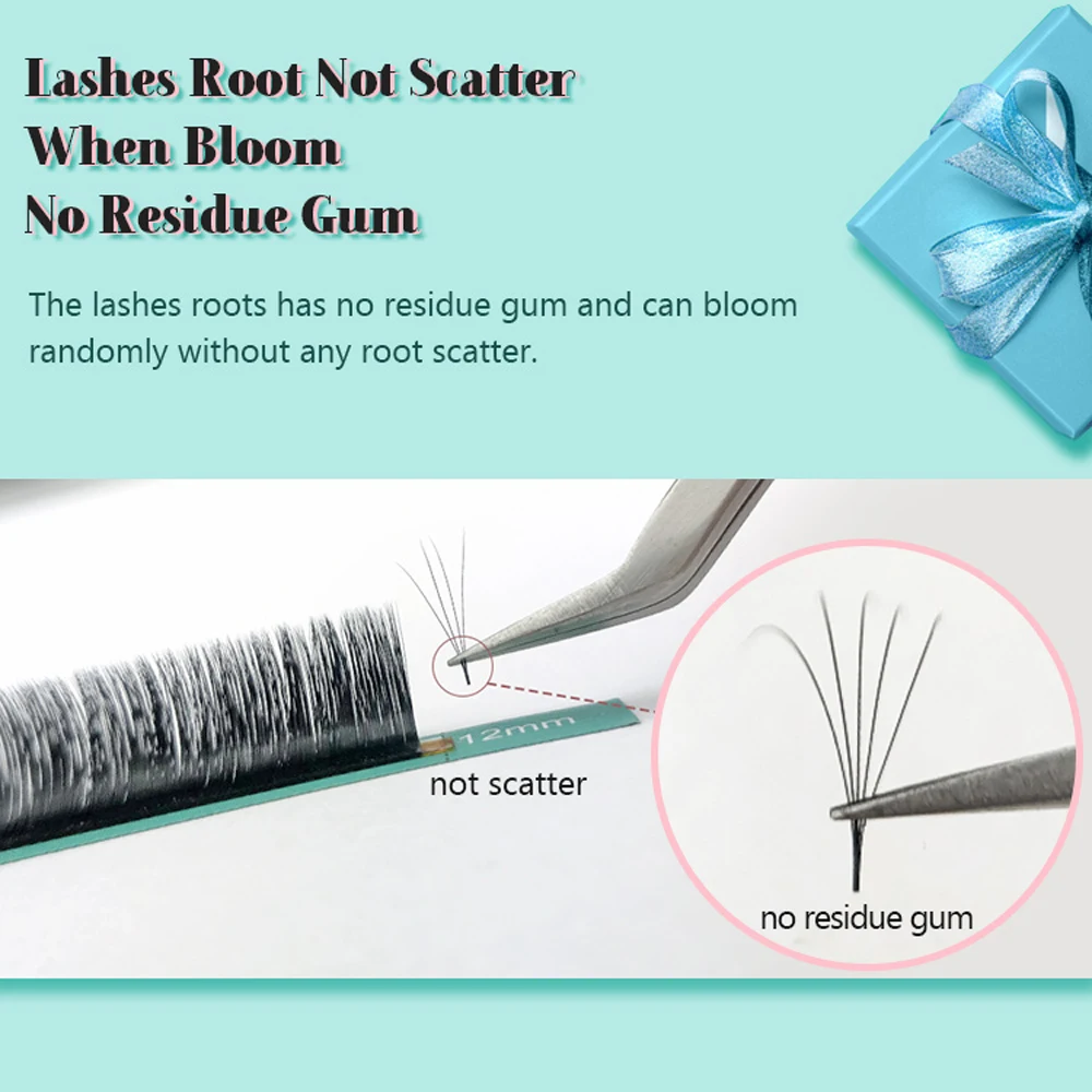 Qeelasee Blooming Automatic Flowering Lashes Easy Fanning Eyelash Extensions Faux Mink Volume Cils Self-fanning | Красота и здоровье