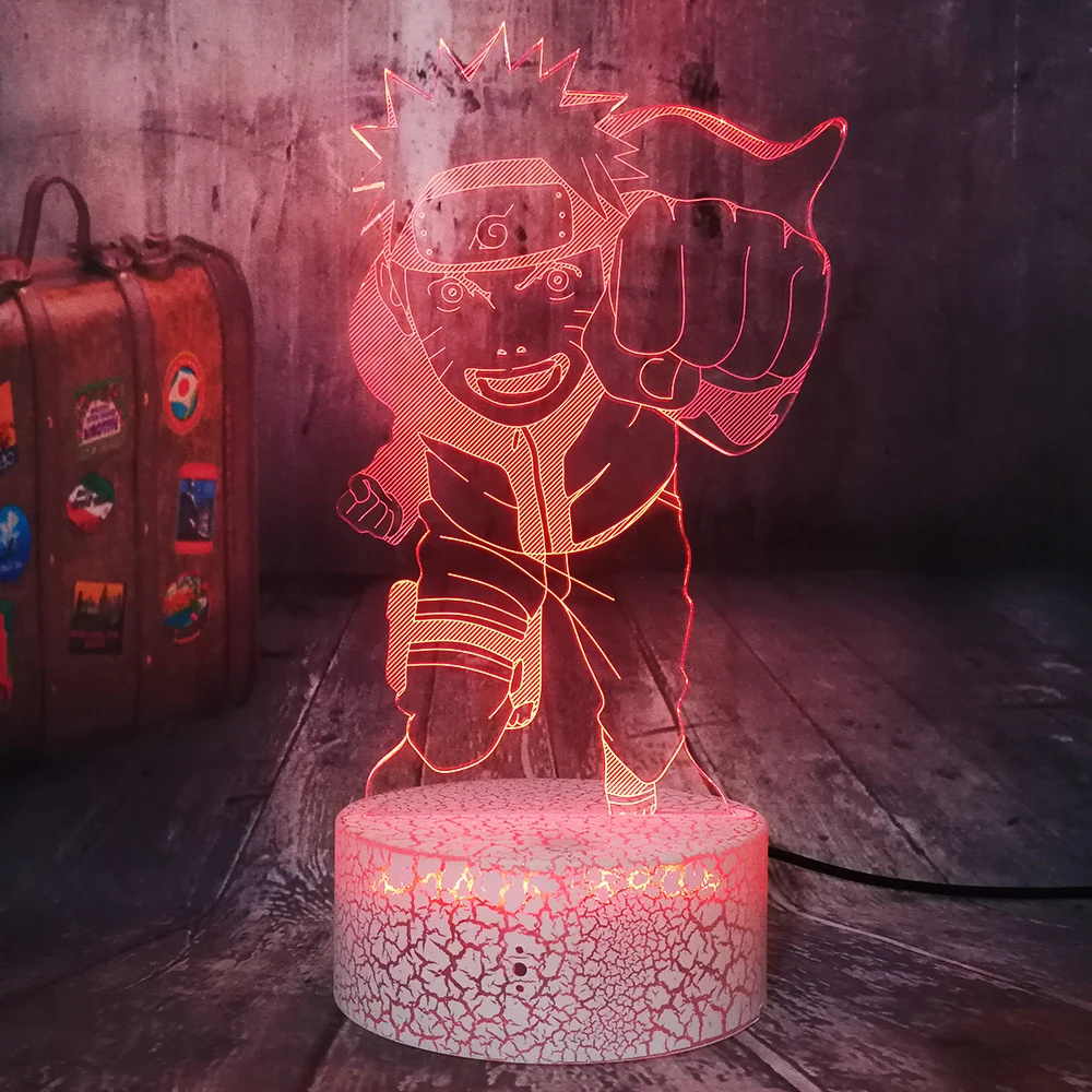 3D светодиодный ночник из аниме Fly удзумаки Наруто Оптическая иллюзия RGB 7 цветов