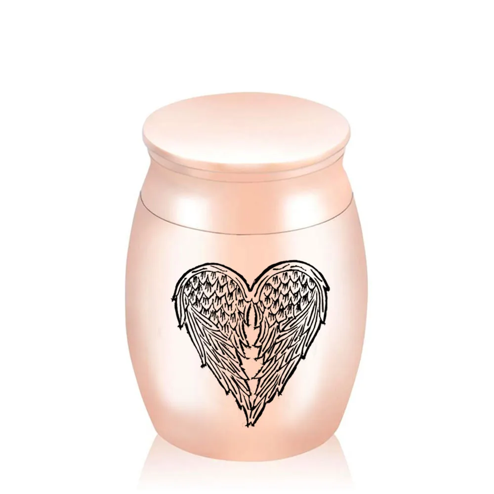 Stainless Steel 5 Colors Angel Wings Charm Small Ashes Urn Screw cap seal can be opened Ash Box 30x40mm | Дом и сад