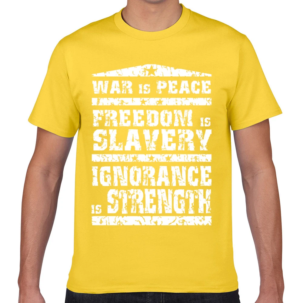Мужская футболка с надписью war is peace Basic Black Geek Хлопковая мужская XXX модель 1984 года |