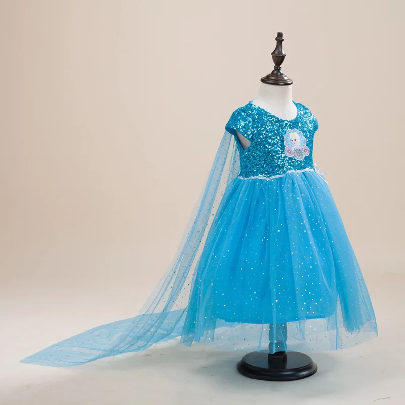 Новая одежда для маленькой девочки 2 платье Эльзы Хэллоуин костюм принцессы день