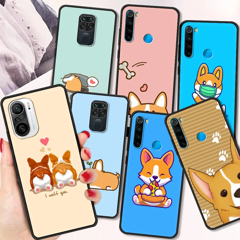

Cute Cartoon Dog Fundas Shockproof Case For Redmi Note 10 9 9s 8 8T 7 Pro Black Soft Cover For Redmi 9A 9C 8 8A Shell Silicone