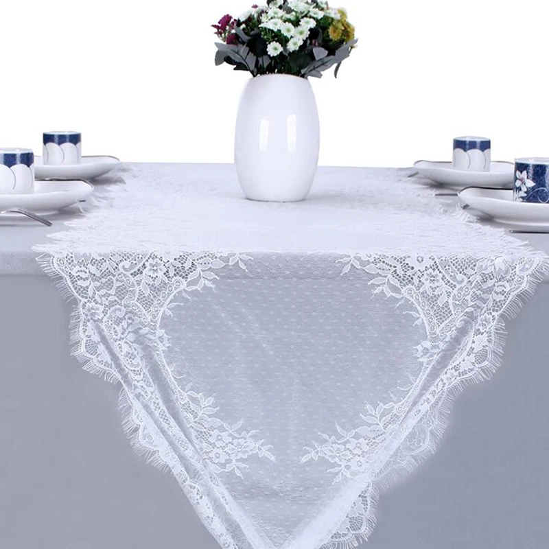 

White Hollow Lace Tablecloth European Style White Theme Festival Party Wedding Home Lace Decoration Tablecloth