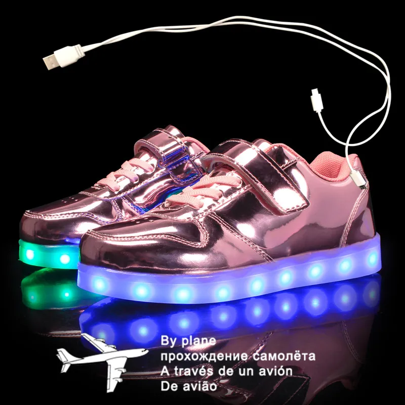

Size 25-37 USB Charging Basket Led Children Shoes With Light Up Kids Casual Boys&Girls Luminous Sneakers Glowing Shoe