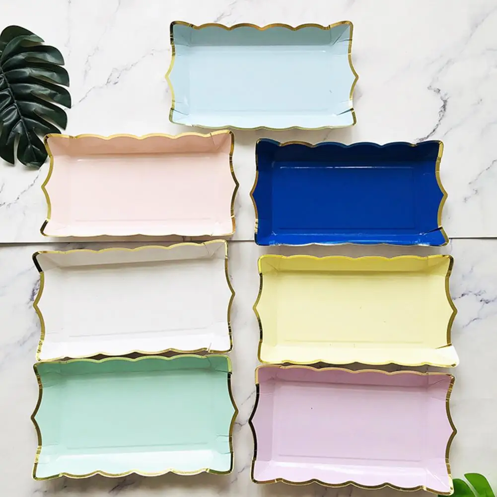 

Wear-resistant Paper Rectangular Cake Fruit Disposable Plate for Picnic