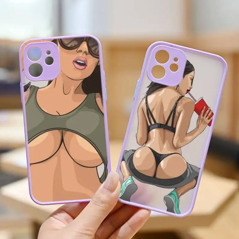 

Sexy Hot Girl Summer Twerk It Swag On Phone Case Purple Transparent Matte For IPhone 7 8 11 12 S Mini Pro X Plus Cover Shell