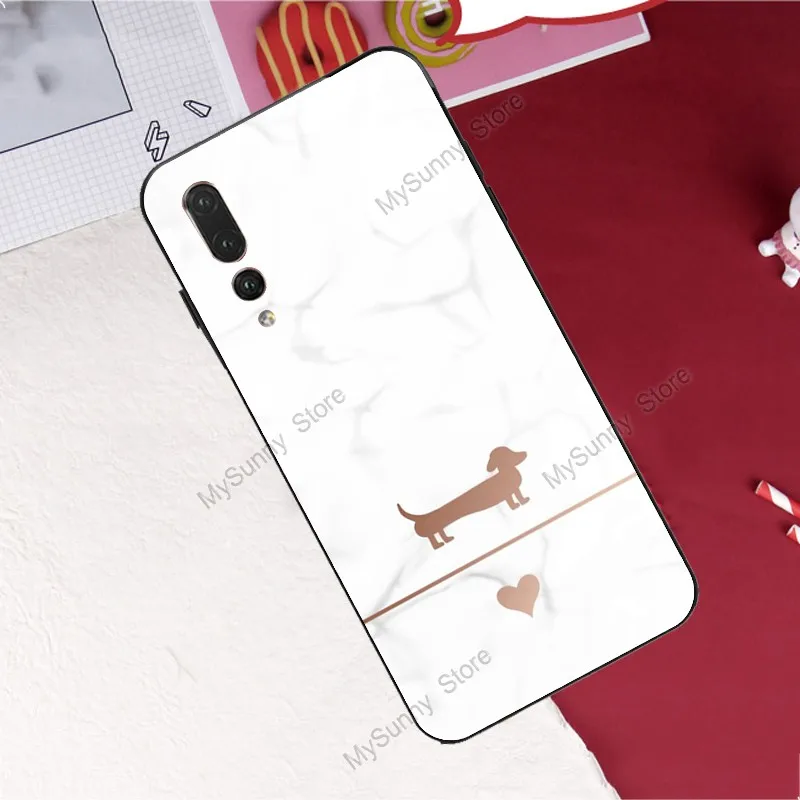 Мультяшный чехол с таксой сосиской собакой для Huawei P30 P20 P40 Lite P Smart 2019 2021 Nova 5T Honor 50 Pro