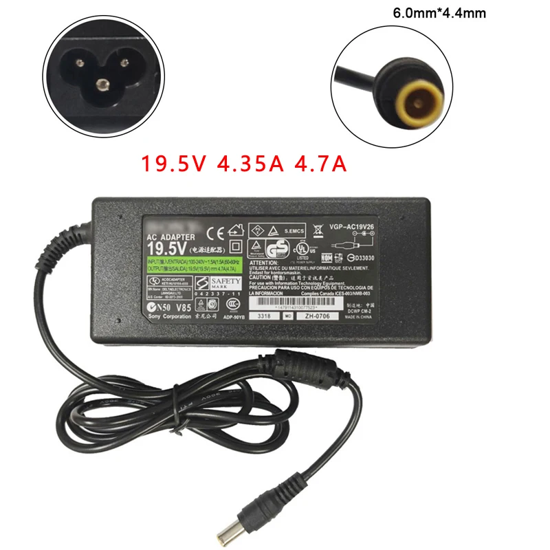 19,5 в, 6,0 А, 4,4 А, * мм, адаптер переменного/постоянного тока для Sony ACDP-085N02, зарядное устройство для ЖК-телевизора