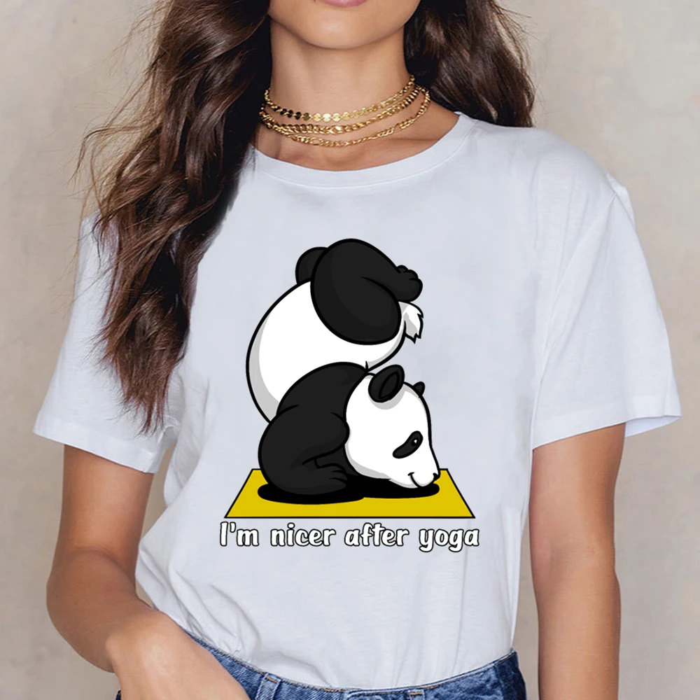 Женская футболка с изображением панды и медведя забавная белая короткая женская