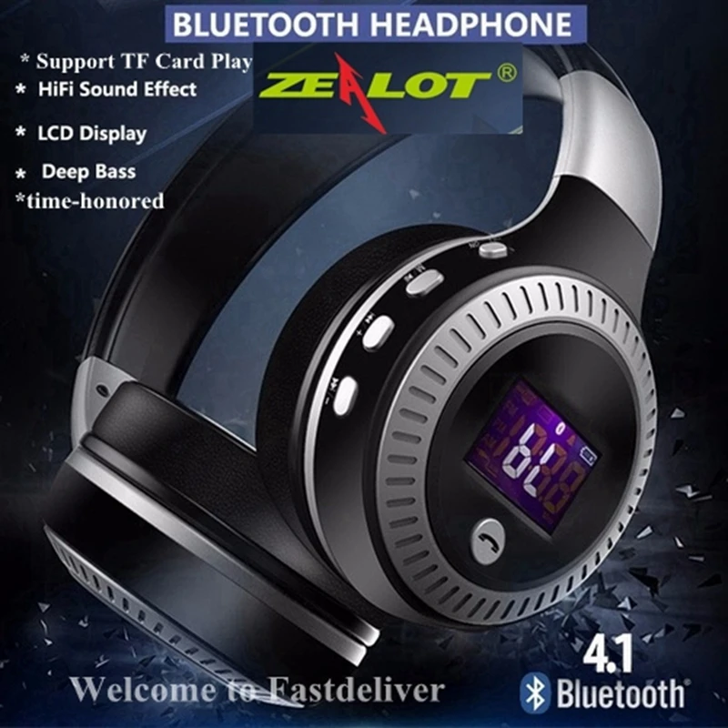 ZEALOT HT стерео Bluetooth беспроводные наушники гарнитура звонки ЖК-дисплей с