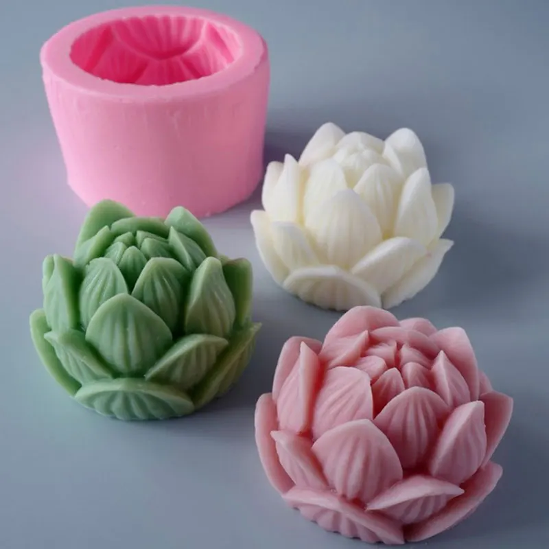 

Aroma Silicone Mold Three-dimensional Lotus Shape Soap Candle Shape Food Grade Silicone Mold Cake Decoration Material